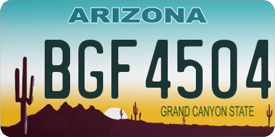 AZ license plate BGF4504