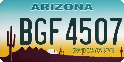 AZ license plate BGF4507