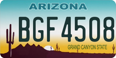 AZ license plate BGF4508