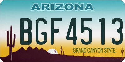 AZ license plate BGF4513