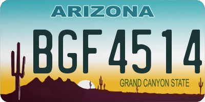 AZ license plate BGF4514