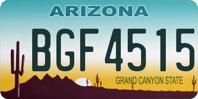 AZ license plate BGF4515