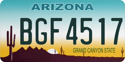 AZ license plate BGF4517