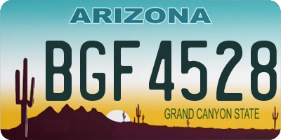 AZ license plate BGF4528