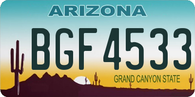 AZ license plate BGF4533