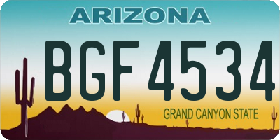 AZ license plate BGF4534