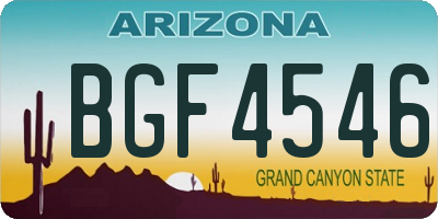 AZ license plate BGF4546