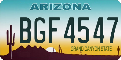 AZ license plate BGF4547