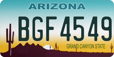 AZ license plate BGF4549