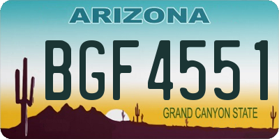 AZ license plate BGF4551