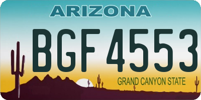 AZ license plate BGF4553