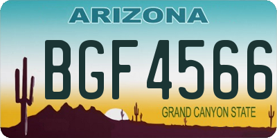 AZ license plate BGF4566
