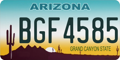 AZ license plate BGF4585