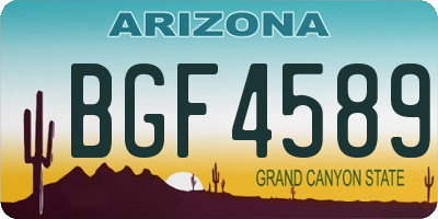 AZ license plate BGF4589