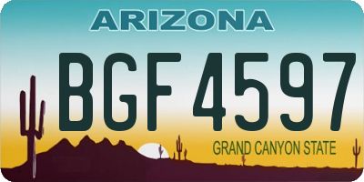 AZ license plate BGF4597