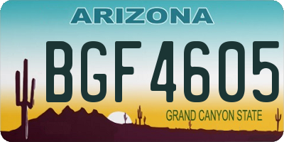 AZ license plate BGF4605