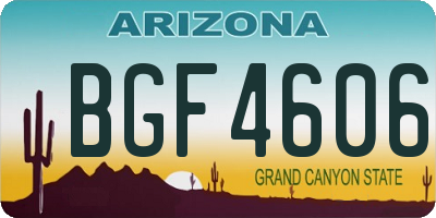 AZ license plate BGF4606