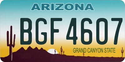 AZ license plate BGF4607