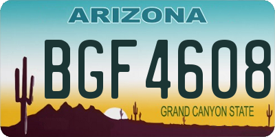 AZ license plate BGF4608