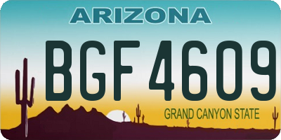 AZ license plate BGF4609