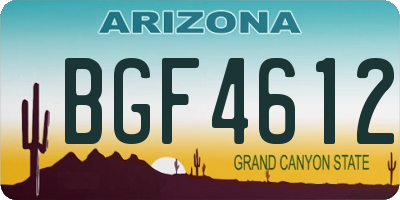 AZ license plate BGF4612