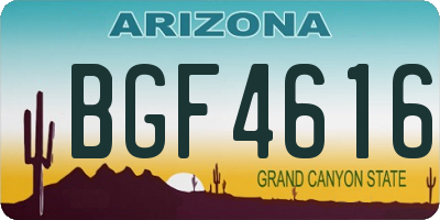 AZ license plate BGF4616