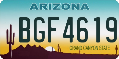 AZ license plate BGF4619