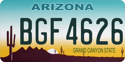 AZ license plate BGF4626