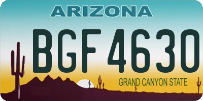 AZ license plate BGF4630