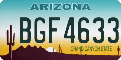 AZ license plate BGF4633
