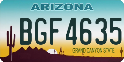 AZ license plate BGF4635