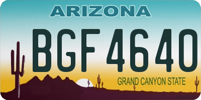 AZ license plate BGF4640