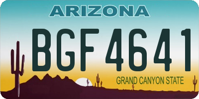 AZ license plate BGF4641