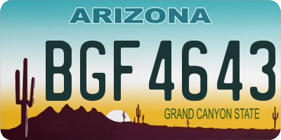 AZ license plate BGF4643