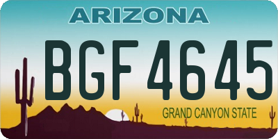 AZ license plate BGF4645