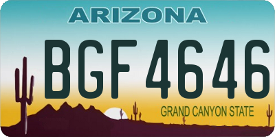 AZ license plate BGF4646