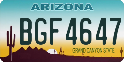 AZ license plate BGF4647