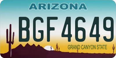 AZ license plate BGF4649