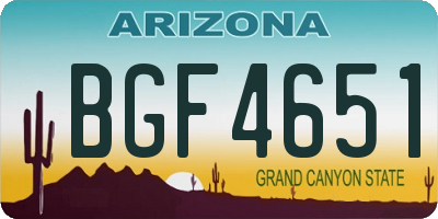 AZ license plate BGF4651