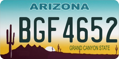 AZ license plate BGF4652