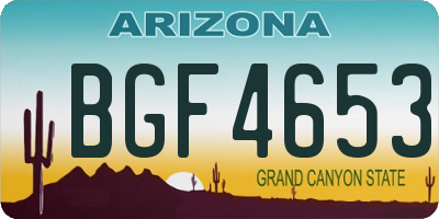 AZ license plate BGF4653