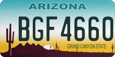 AZ license plate BGF4660