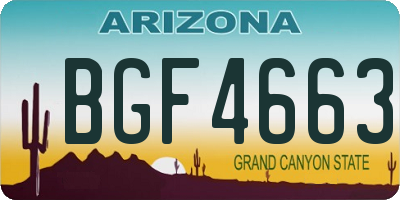 AZ license plate BGF4663