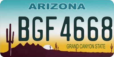 AZ license plate BGF4668