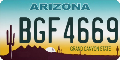 AZ license plate BGF4669