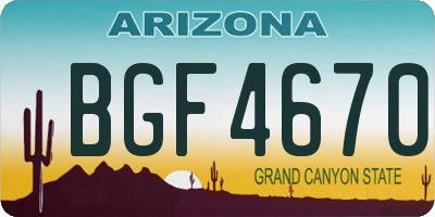 AZ license plate BGF4670