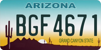 AZ license plate BGF4671