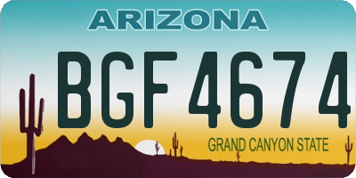 AZ license plate BGF4674