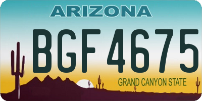 AZ license plate BGF4675