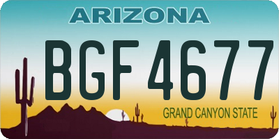 AZ license plate BGF4677